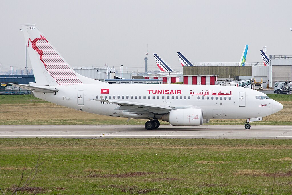 Boeing 737 - TS-IOK from Tunisair on the runway at ORY airport