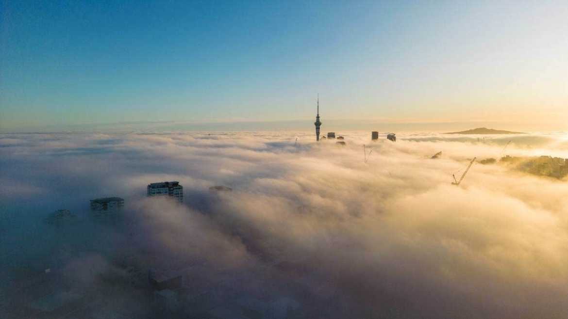 Auckland Airport covered in fog