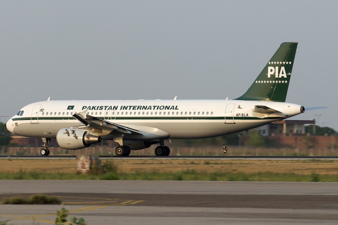 Pakistan International Airlines Airbus A320 retrojet at Allama Iqbal International Airport