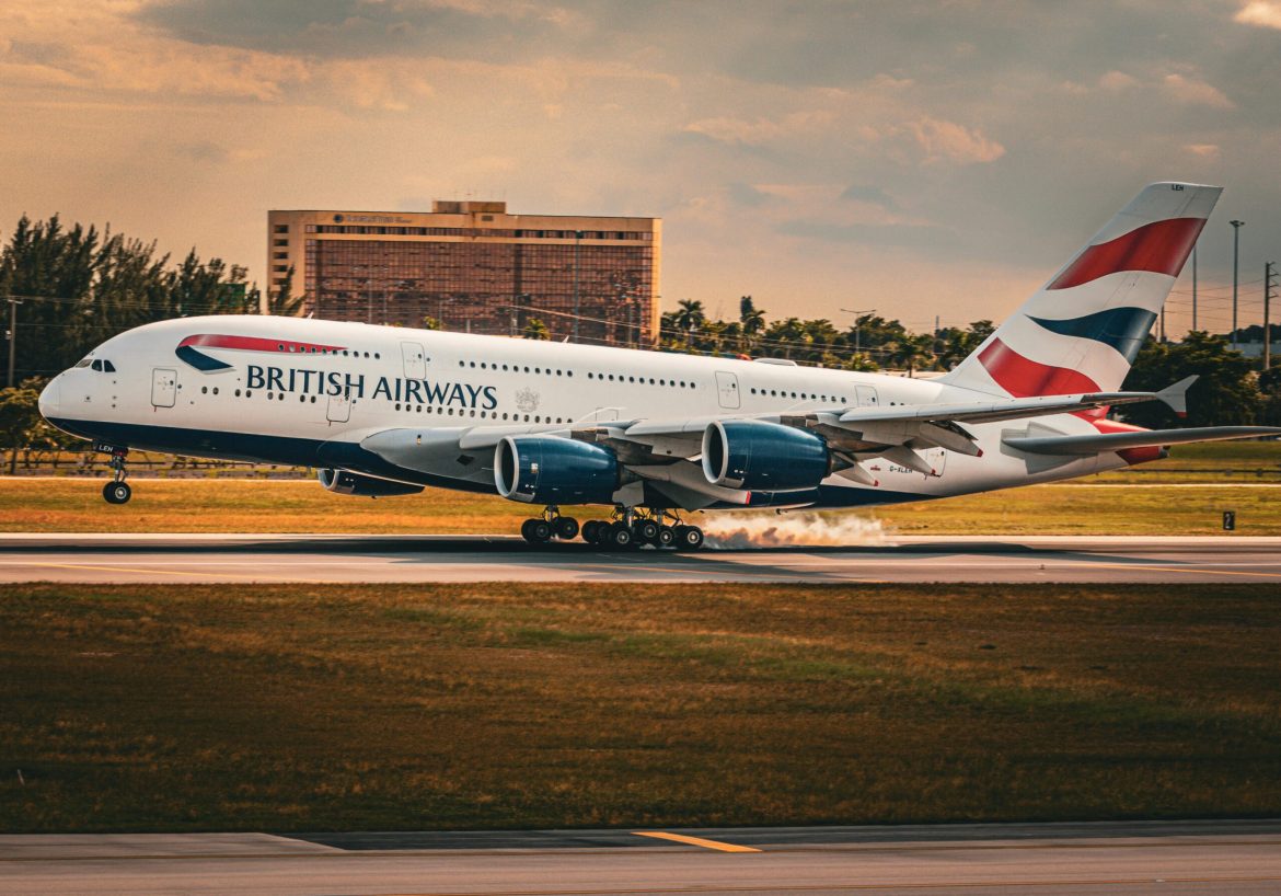 British Airways Airbus A380 Landing at Airport © Chris